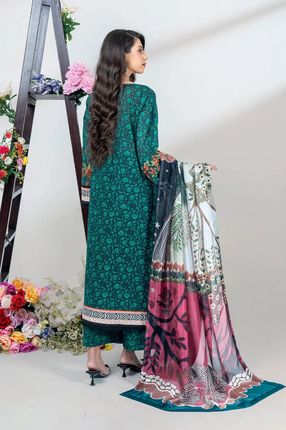3PC Embroidered Unstitched Lawn Suit KSC-3442 Embroidered KHAS STORES 