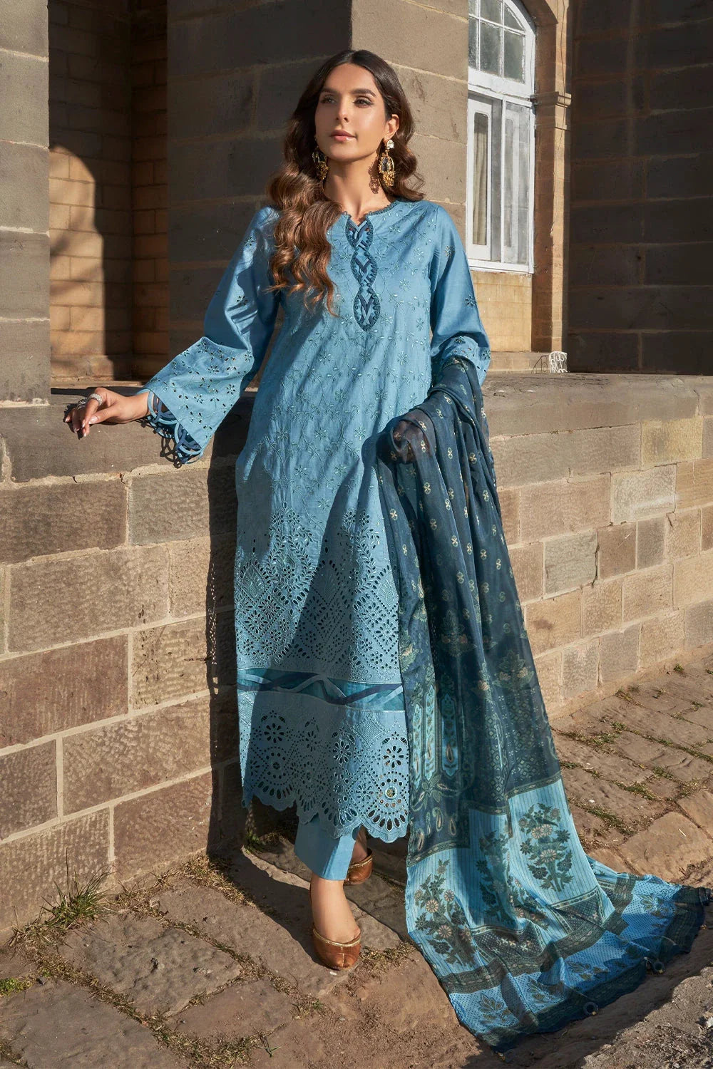 3PC Embroidered Unstitched Lawn Suit KSE-3394 Embroidered KHAS STORES 