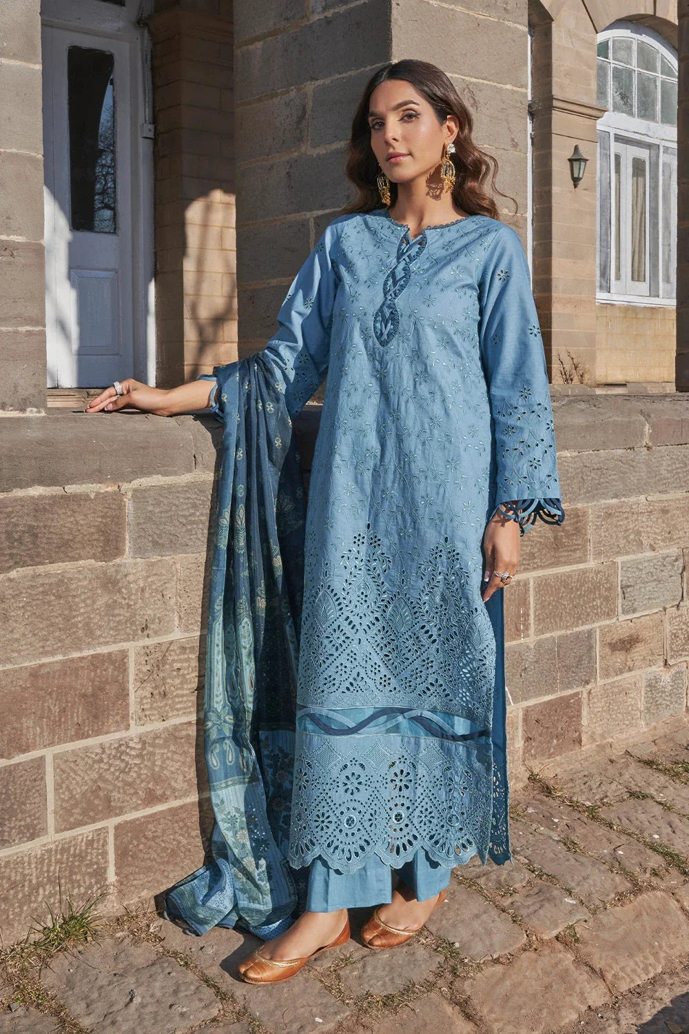 3PC Embroidered Unstitched Lawn Suit KSE-3394 Embroidered KHAS STORES 