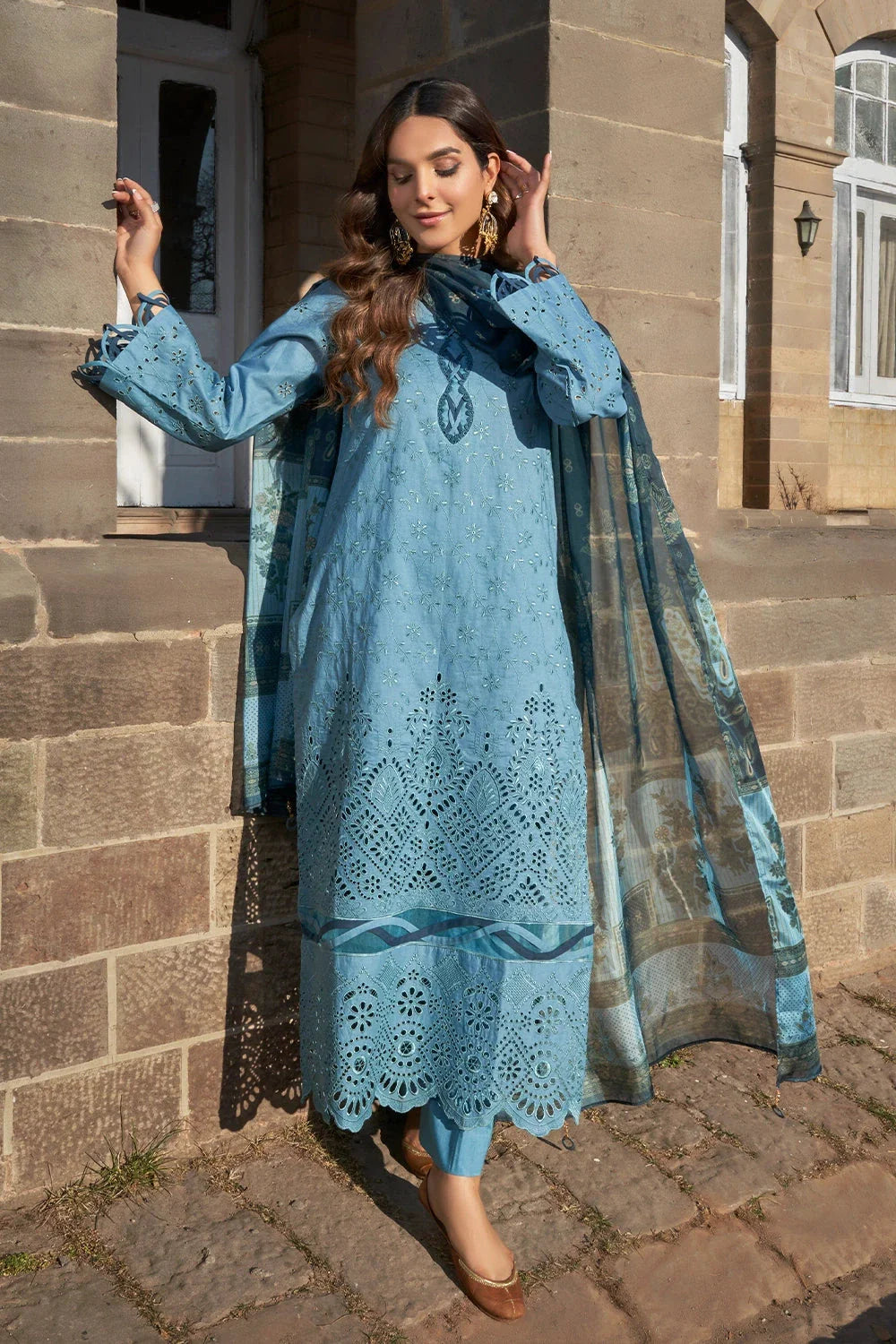 3PC Embroidered Unstitched Lawn Suit KSE-3394 Embroidered KHAS STORES 