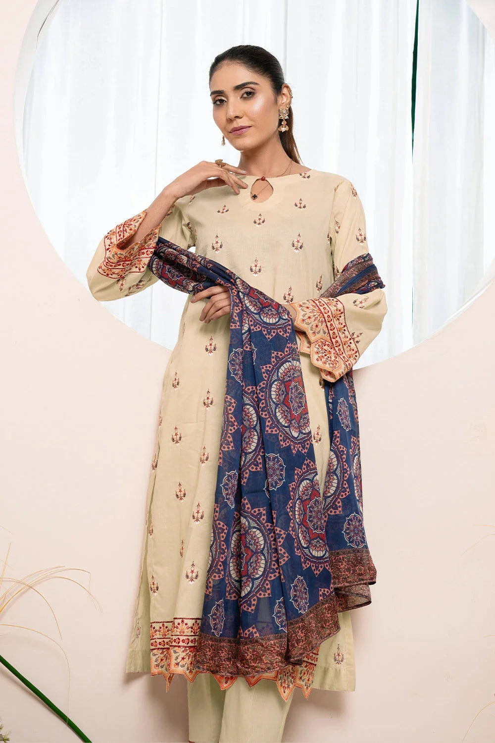 3PC Embroidered Unstitched Lawn Suit KSE-3395 Embroidered KHAS STORES 