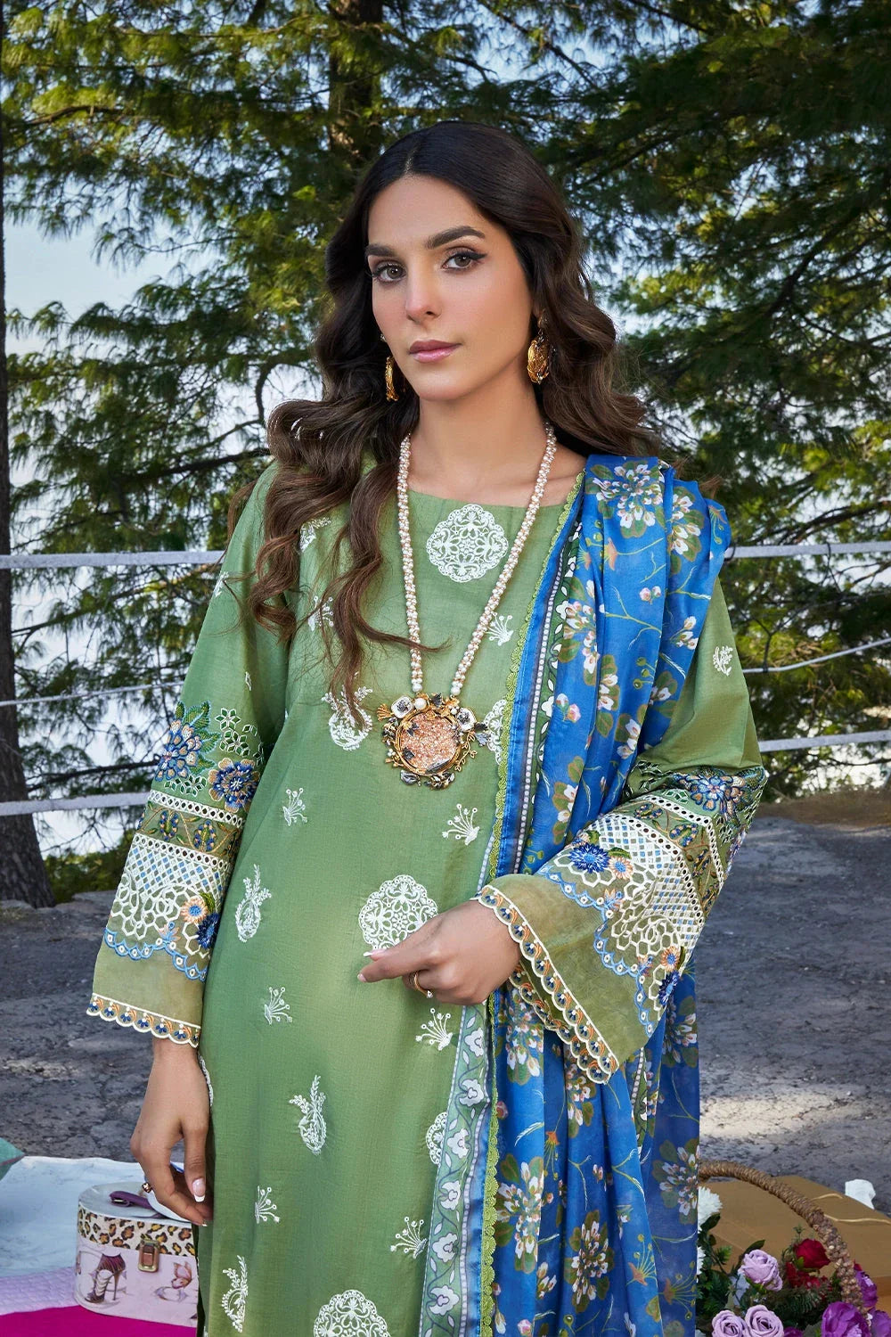 3PC Embroidered Unstitched Lawn Suit KSE-3396 Embroidered KHAS STORES 