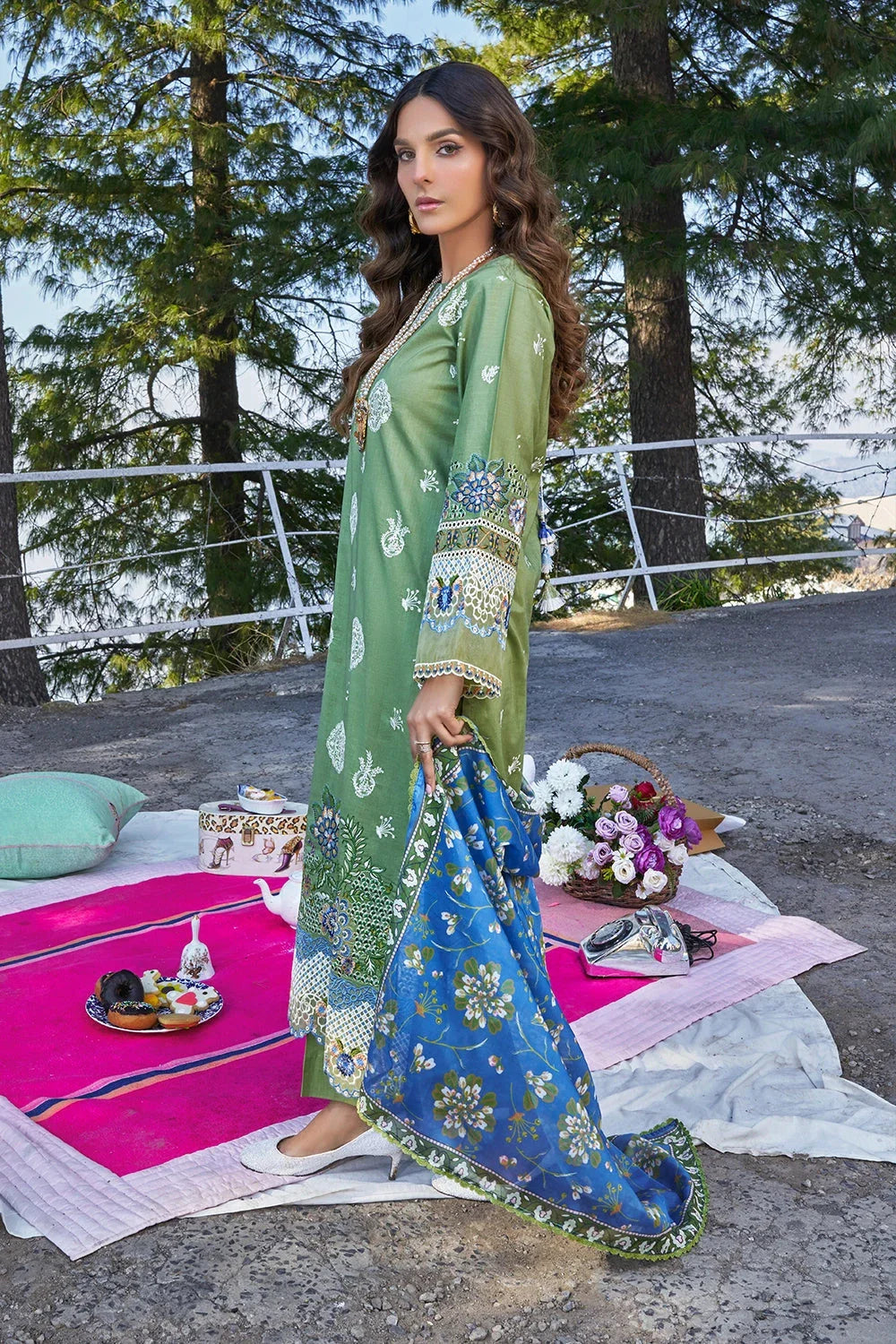 3PC Embroidered Unstitched Lawn Suit KSE-3396 Embroidered KHAS STORES 