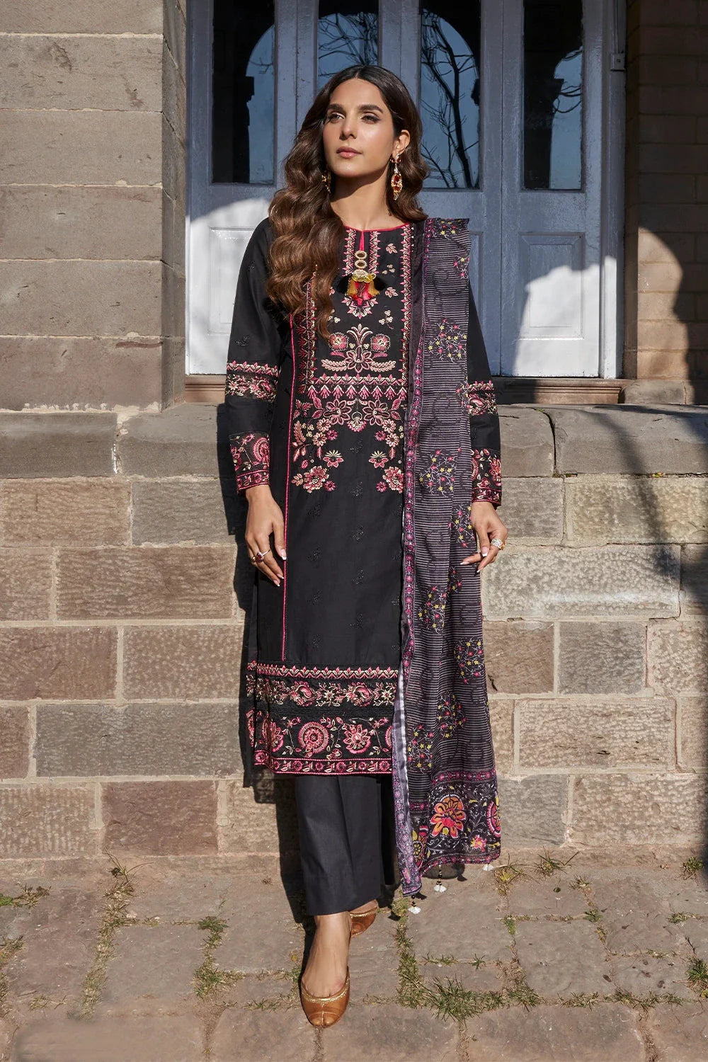 3PC Embroidered Unstitched Lawn Suit KSE-3398 Embroidered KHAS STORES 