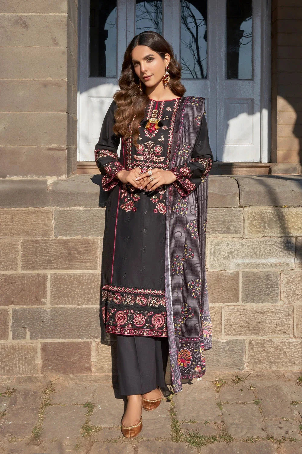 3PC Embroidered Unstitched Lawn Suit KSE-3398 Embroidered KHAS STORES 