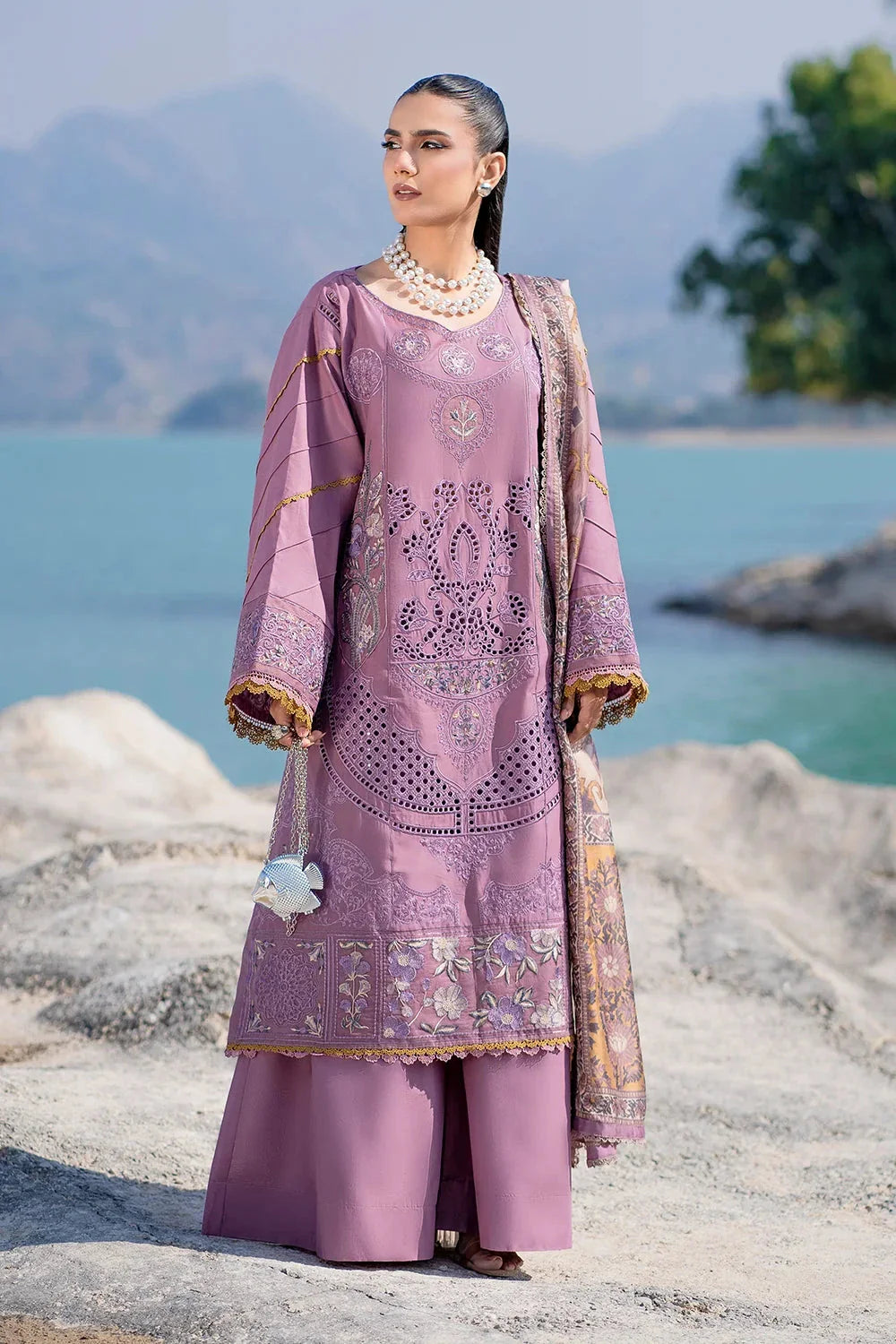 3PC Embroidered Unstitched Lawn Suit | KSE-3791 Embroidered KHAS STORES 