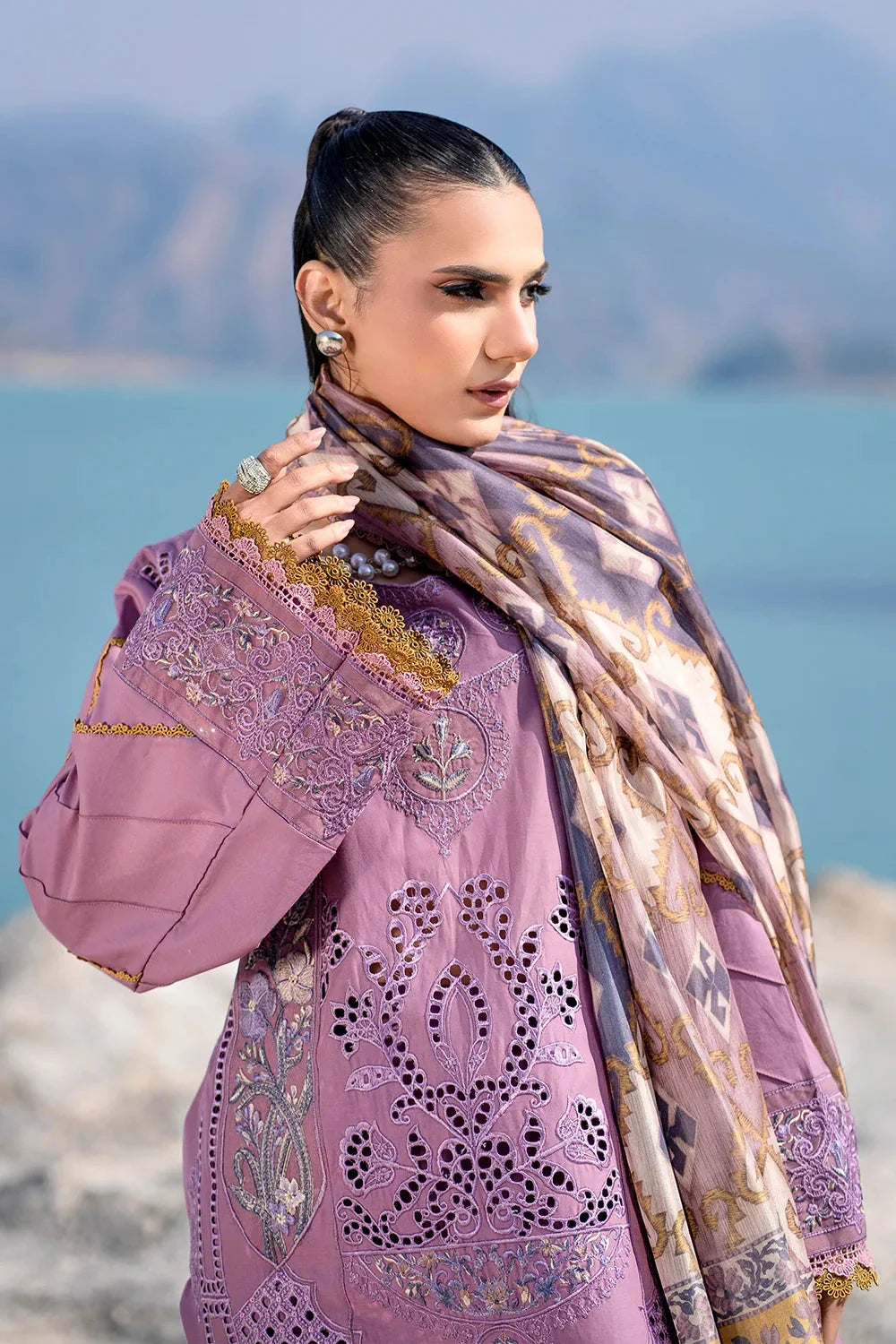 3PC Embroidered Unstitched Lawn Suit | KSE-3791 Embroidered KHAS STORES 