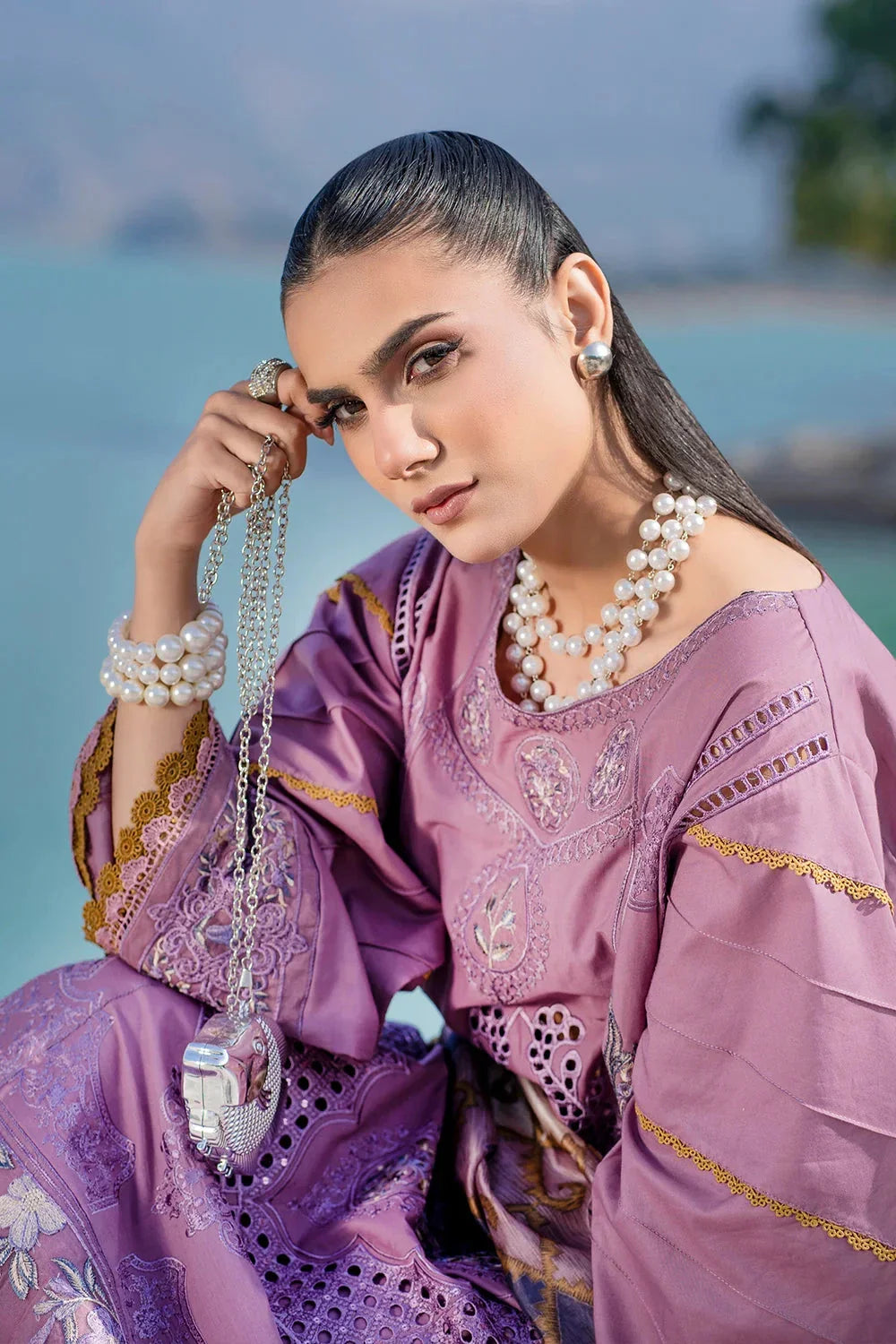 3PC Embroidered Unstitched Lawn Suit | KSE-3791 Embroidered KHAS STORES 