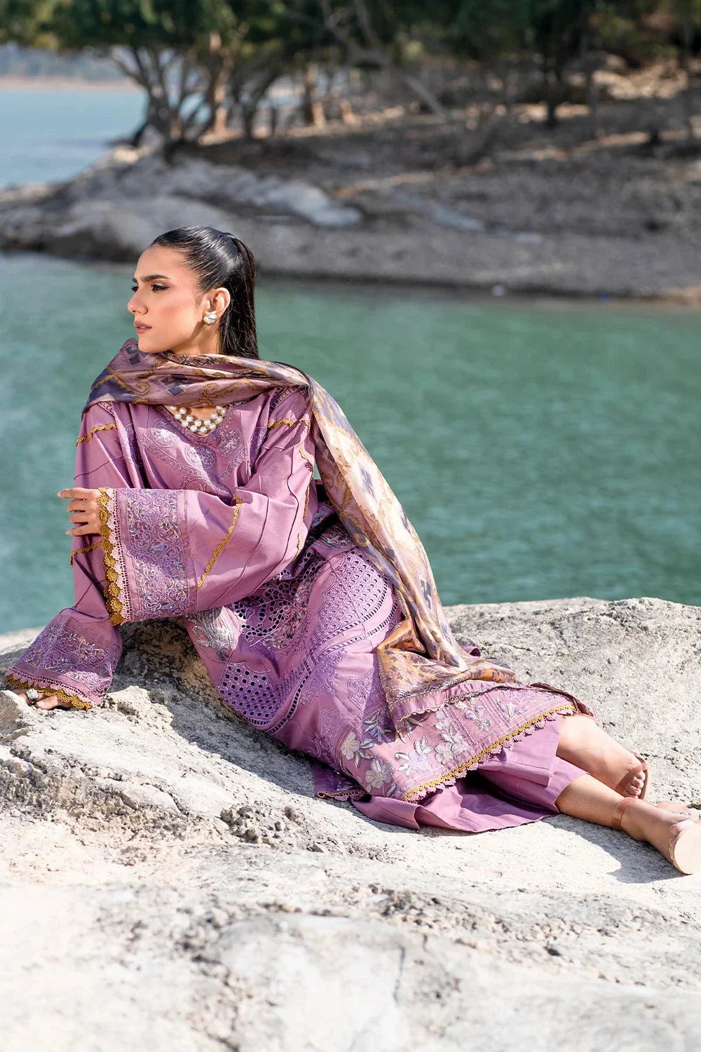 3PC Embroidered Unstitched Lawn Suit | KSE-3791 Embroidered KHAS STORES 