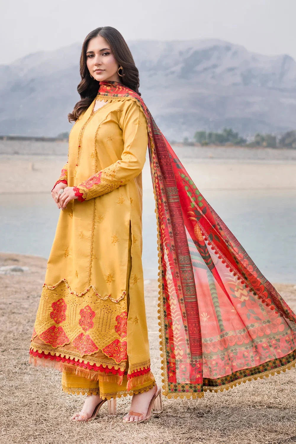3PC Embroidered Unstitched Lawn Suit | KSE-3795 Embroidered KHAS STORES 