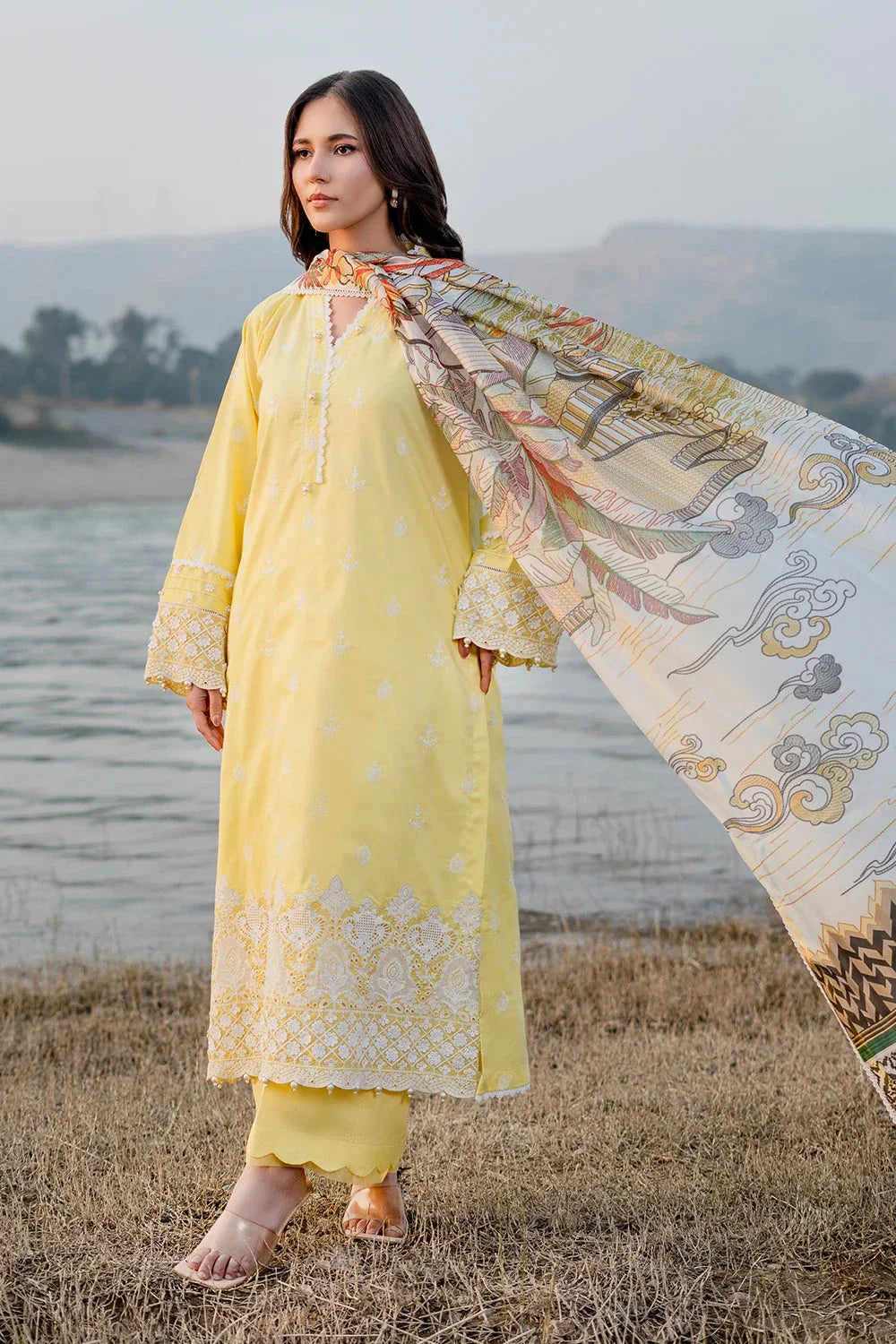 3PC Embroidered Unstitched Lawn Suit | KSE-3798 Embroidered KHAS STORES 