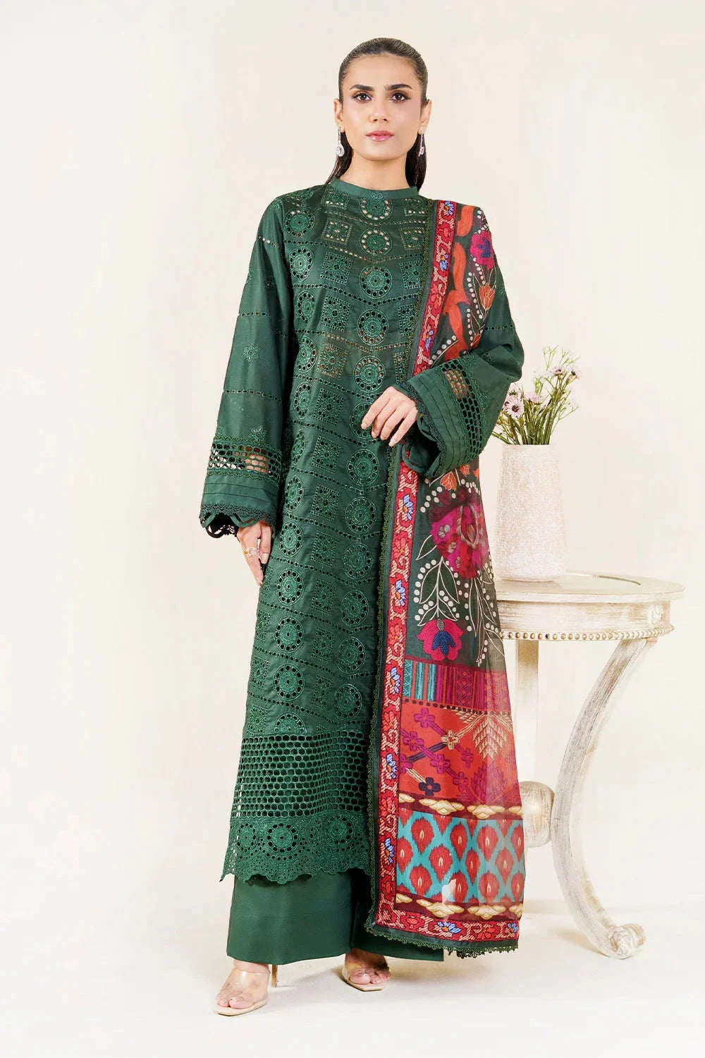 3PC Embroidered Unstitched Lawn Suit | KSE-3799 Embroidered KHAS STORES 