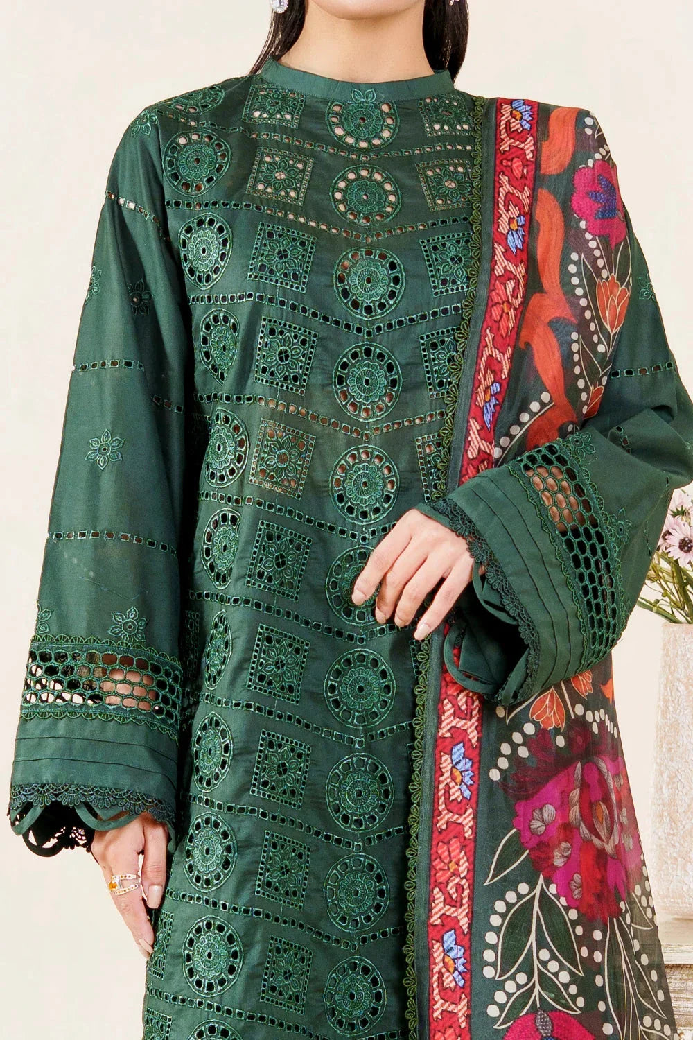 3PC Embroidered Unstitched Lawn Suit | KSE-3799 Embroidered KHAS STORES 