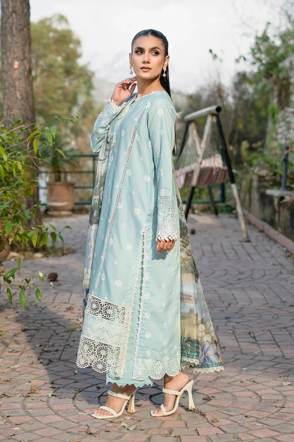 3PC Embroidered Unstitched Lawn Suit | KSE-3801 Embroidered KHAS STORES 