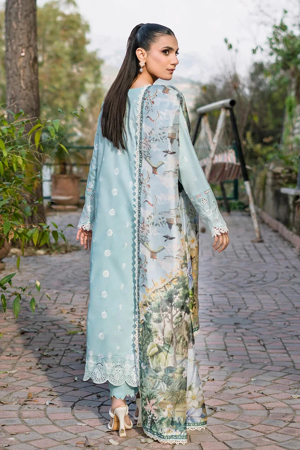 3PC Embroidered Unstitched Lawn Suit | KSE-3801 Embroidered KHAS STORES 