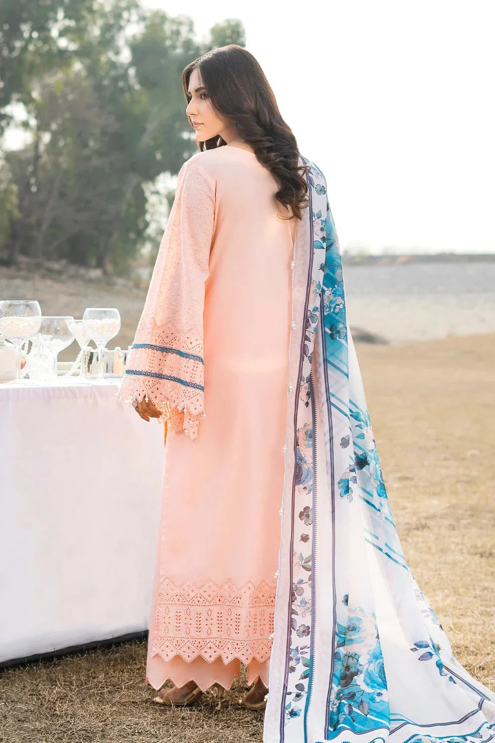 3PC Embroidered Unstitched Lawn Suit | KSE-3809 Embroidered KHAS STORES 