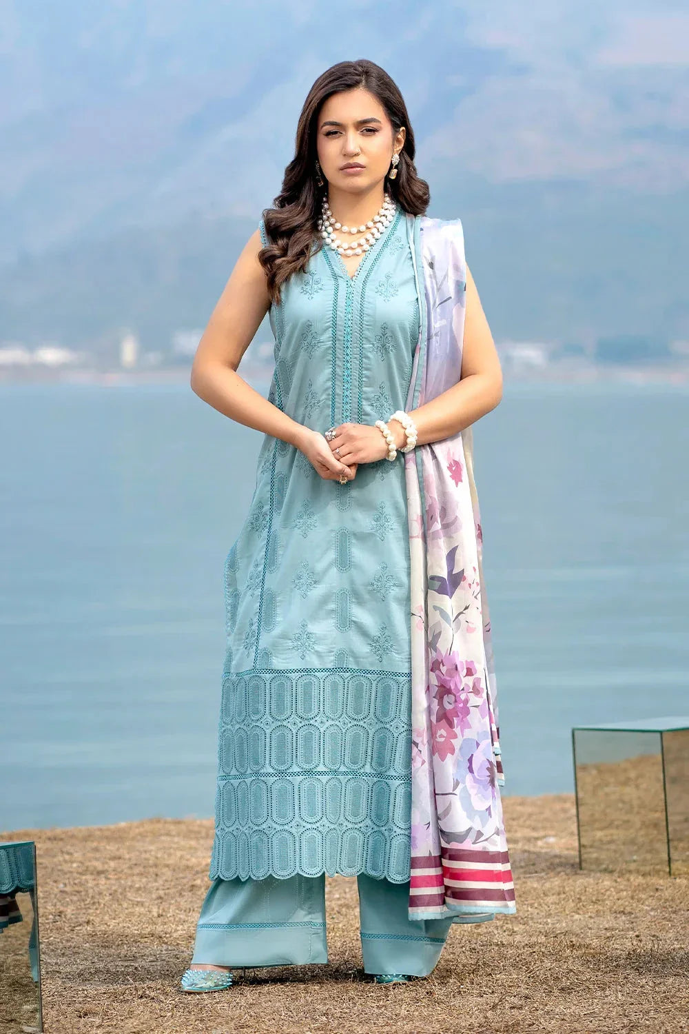 3PC Embroidered Unstitched Lawn Suit | KSE-3813 Embroidered KHAS STORES 