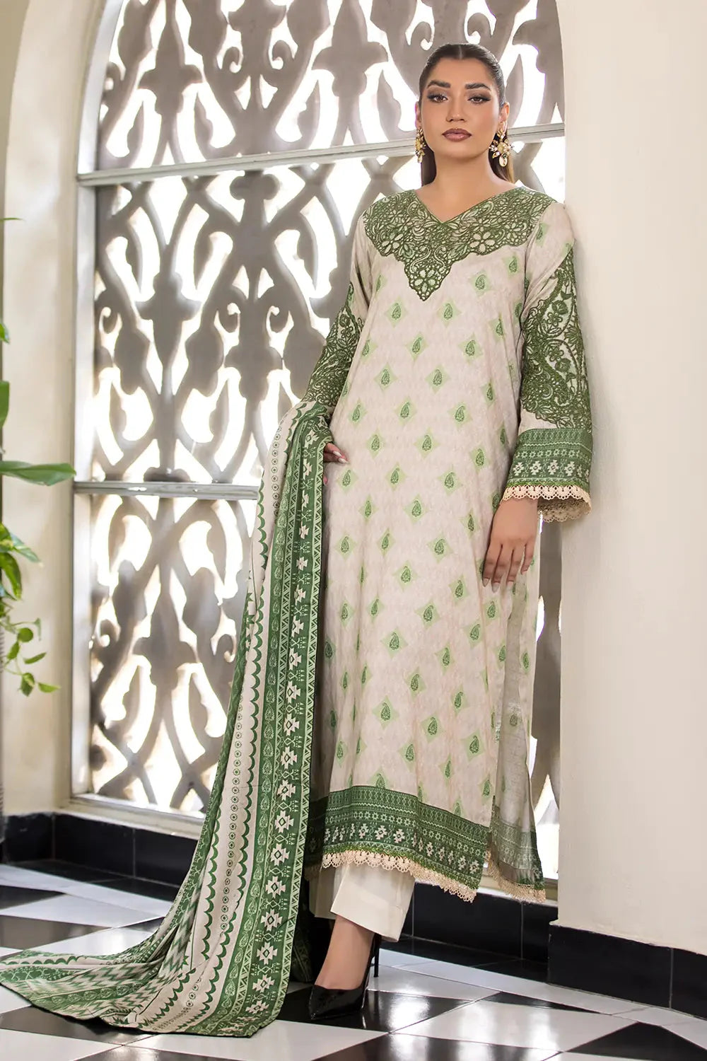 3PC Embroidered Unstitched Linen Suit KLE-2963 Embroidered KHAS STORES 