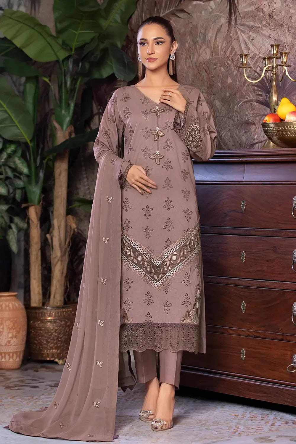 3PC Embroidered Unstitched Schiffli Cambric Suit KCCE-2866 Embroidered KHAS STORES 