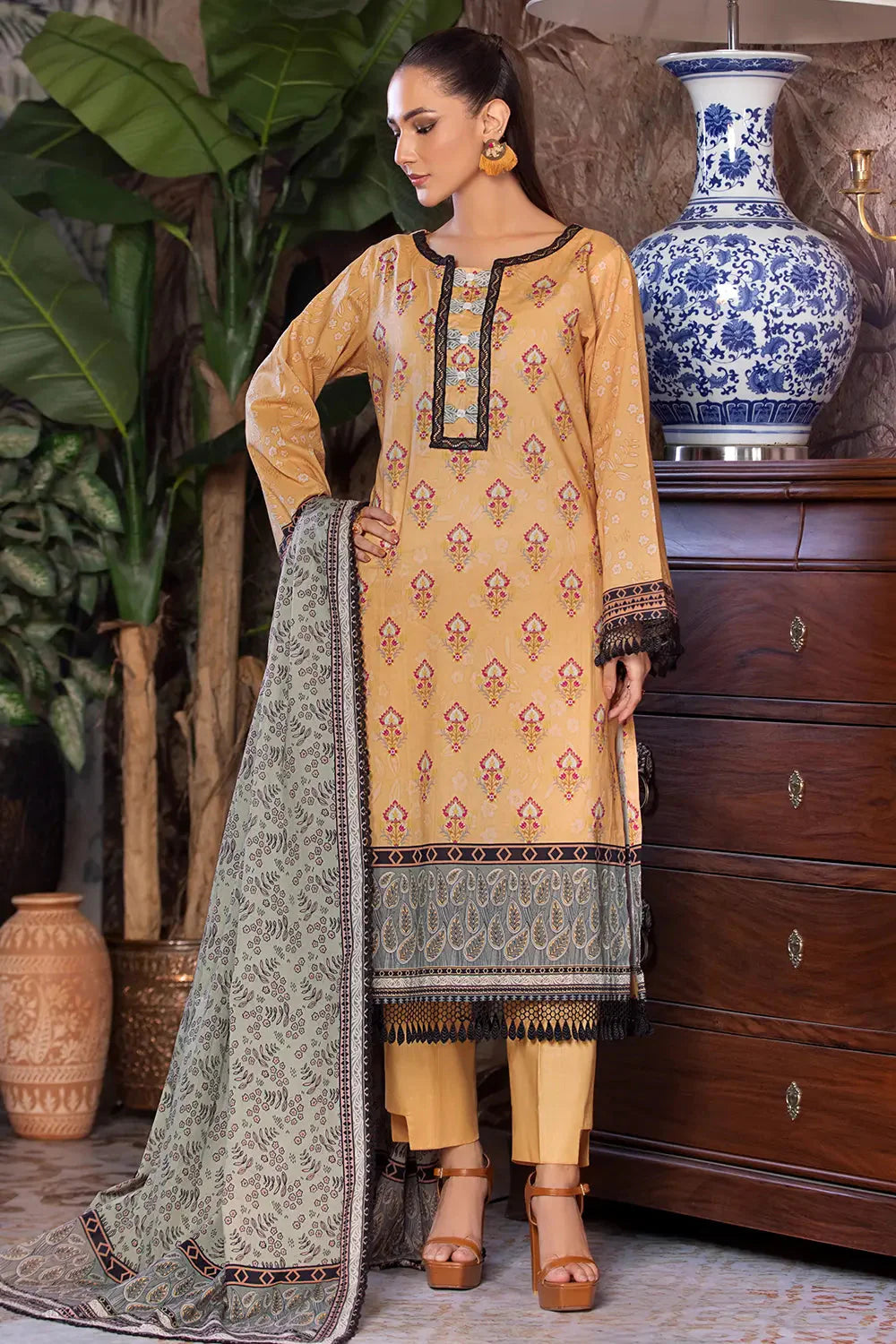 3PC Printed Unstitched Cambric Suit KCC-2853 Printed KHAS STORES 