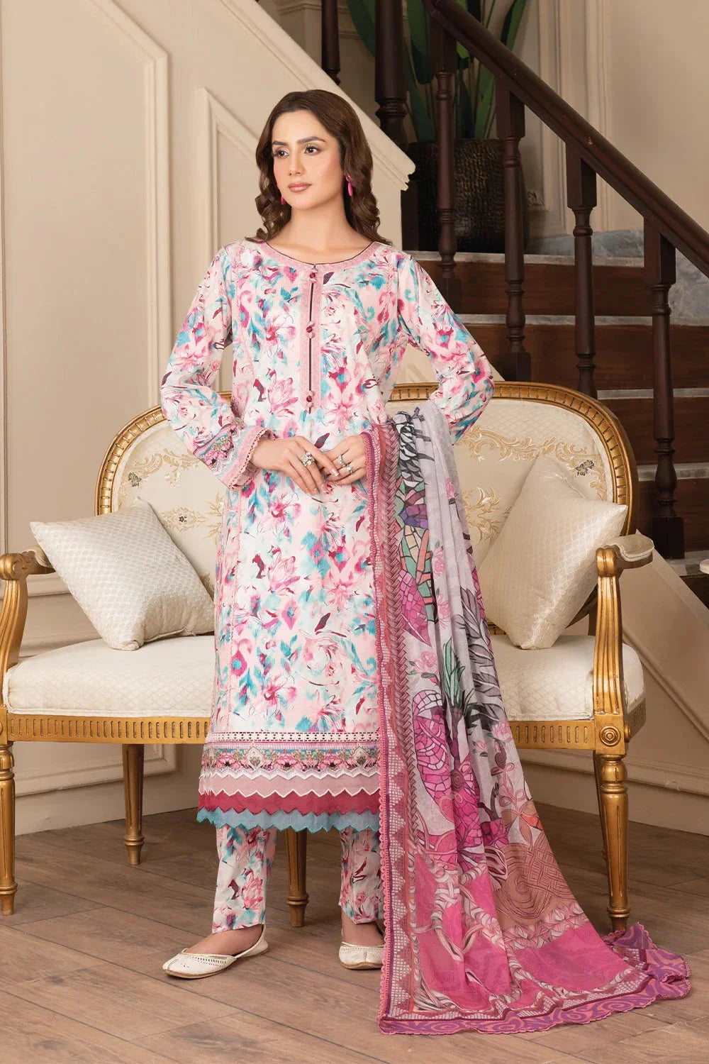 3PC Printed Unstitched Cambric Suit KCC-3539 Printed KHAS STORES 