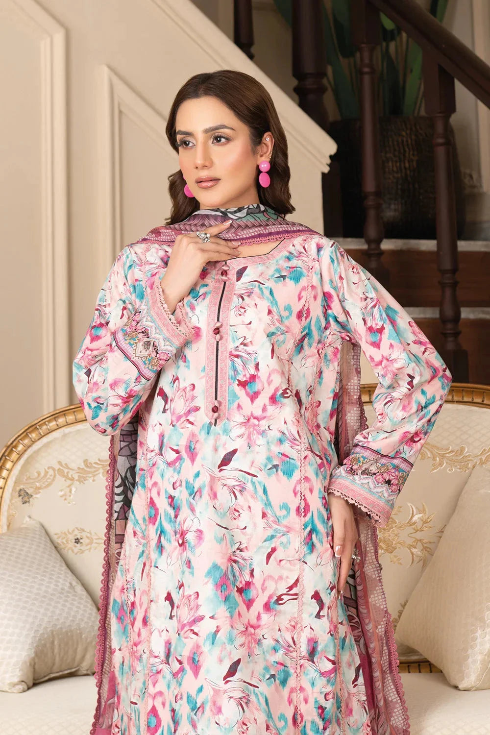 3PC Printed Unstitched Cambric Suit KCC-3539 Printed KHAS STORES 