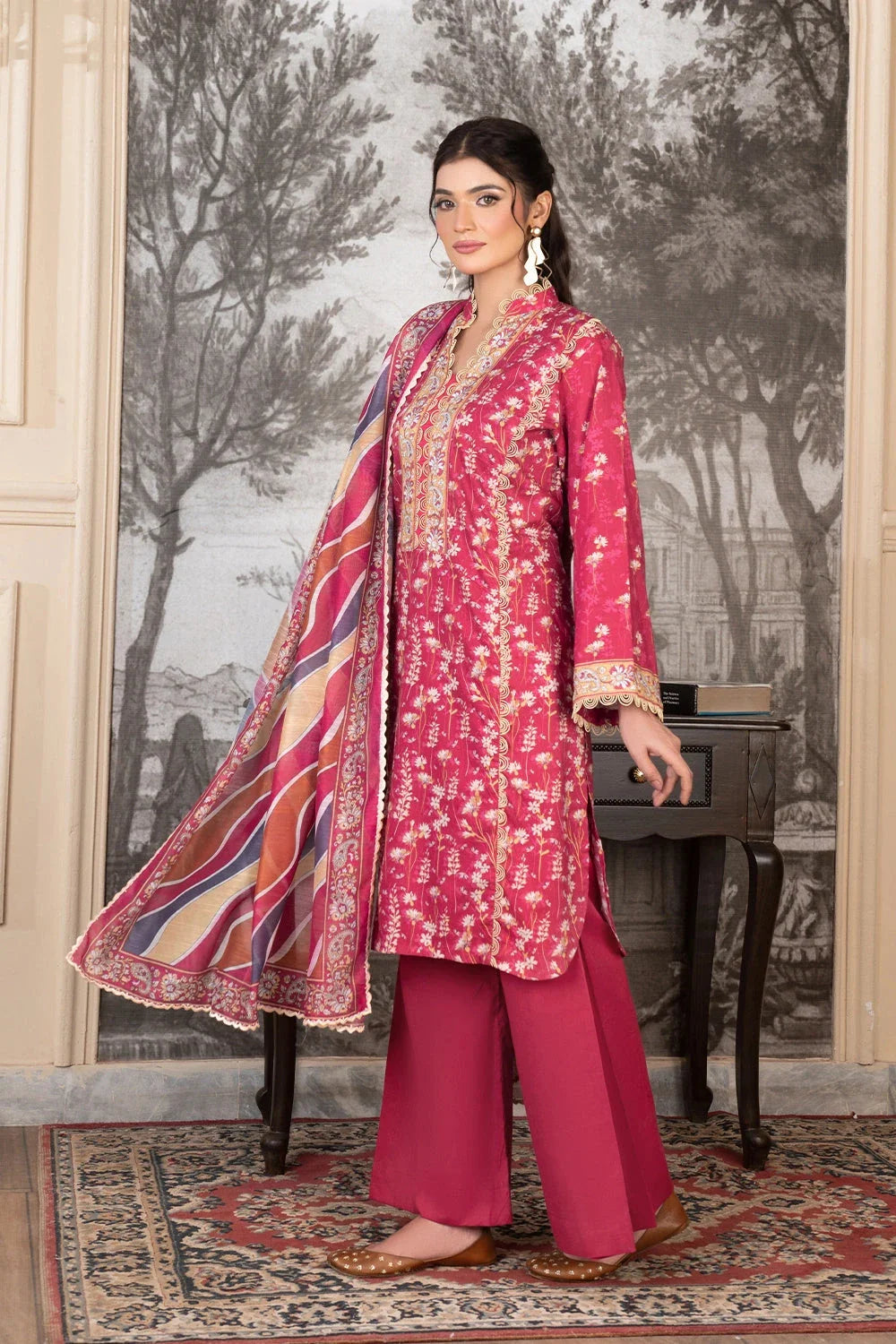 3PC Printed Unstitched Cambric Suit KCC-3544 Printed KHAS STORES 