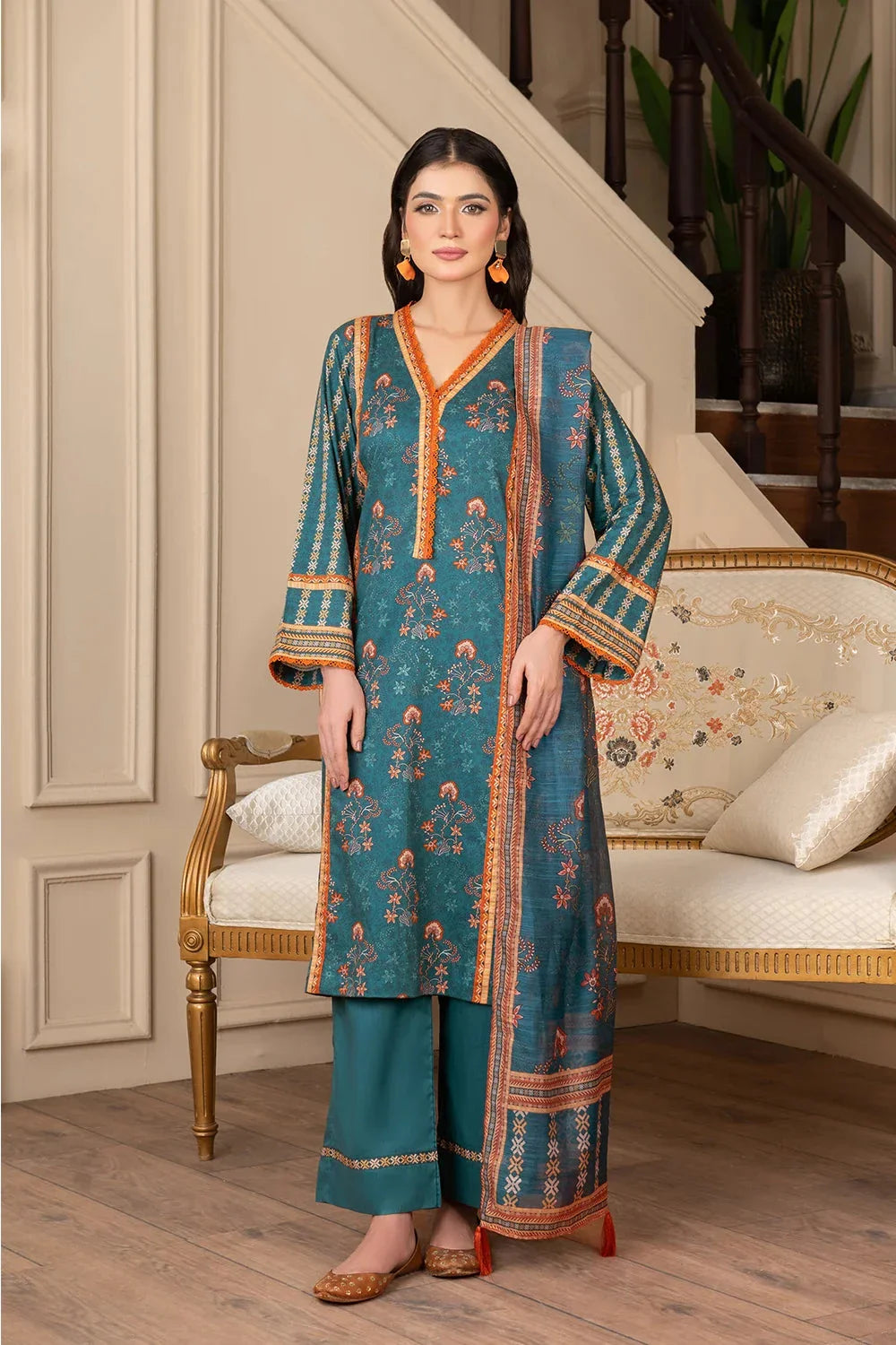 3PC Printed Unstitched Cambric Suit KCC-3546 Printed KHAS STORES 