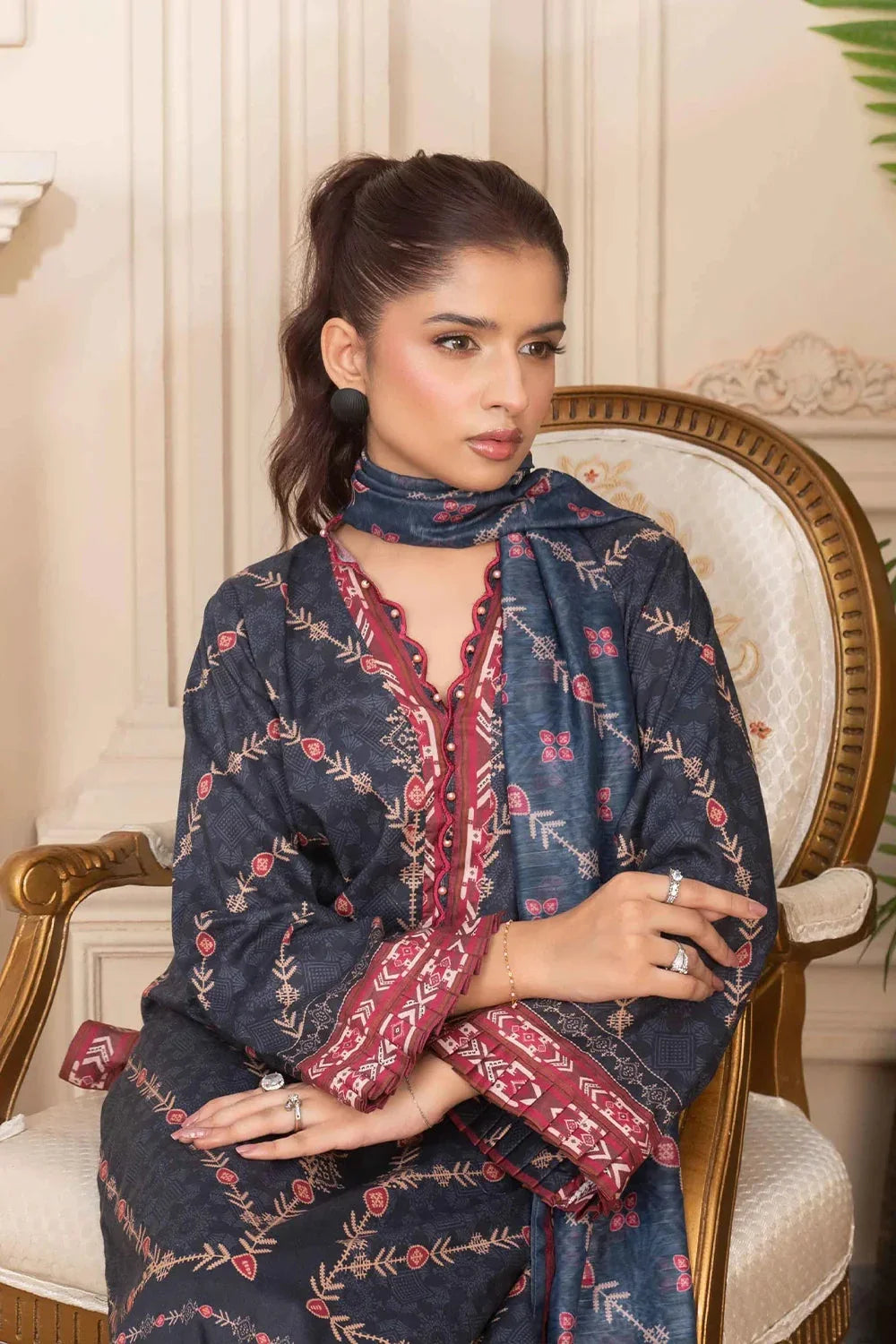 3PC Printed Unstitched Cambric Suit KCC-3547 Printed KHAS STORES 