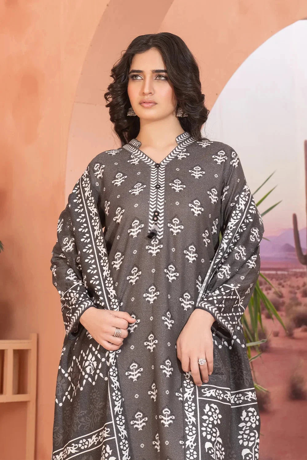 3PC Printed Unstitched Karandi Suit KKR-3594 Printed KHAS STORES 