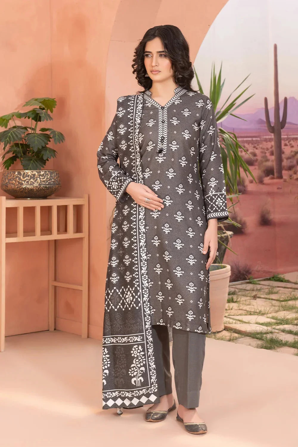 3PC Printed Unstitched Karandi Suit KKR-3594 Printed KHAS STORES 