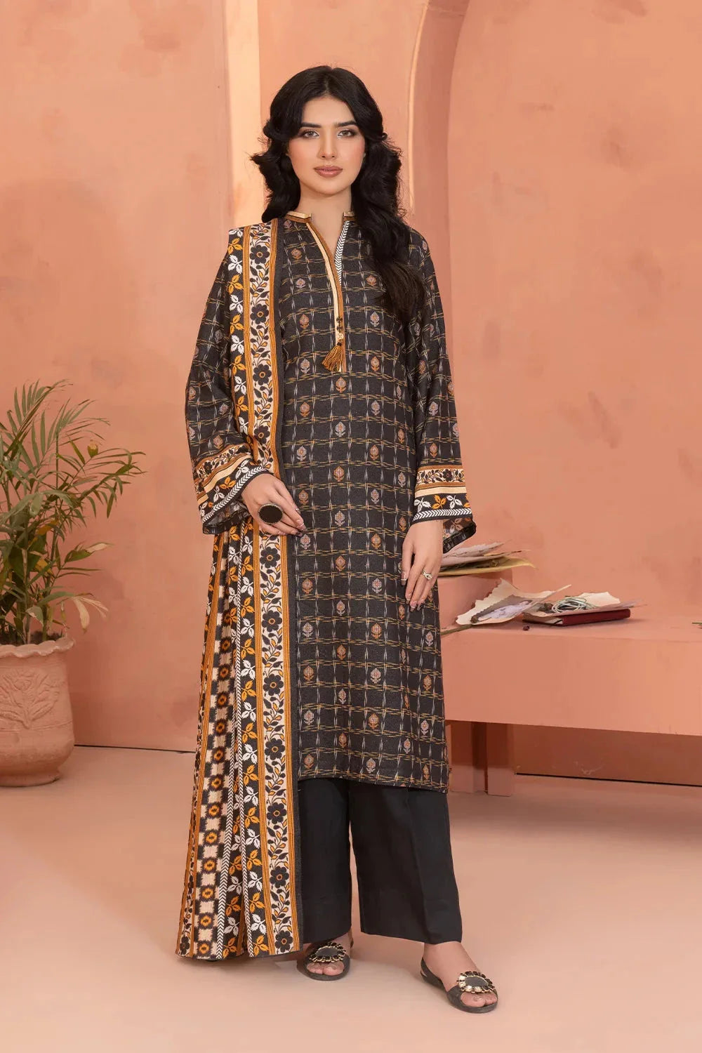 3PC Printed Unstitched Karandi Suit KKR-3595 Printed KHAS STORES 