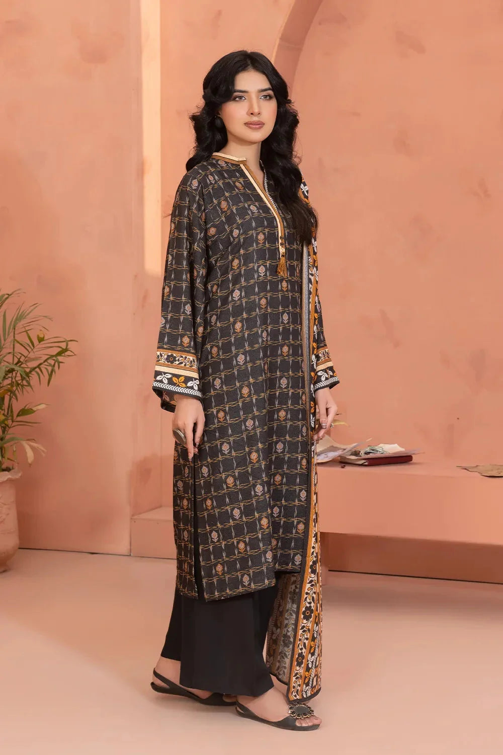 3PC Printed Unstitched Karandi Suit KKR-3595 Printed KHAS STORES 