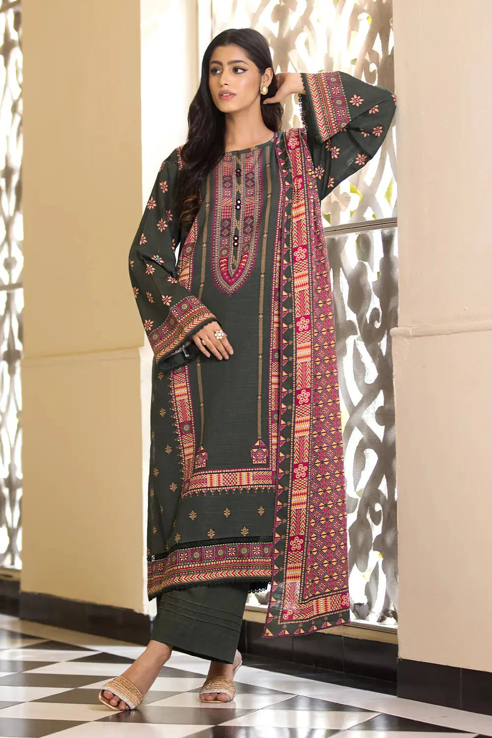 3PC Printed Unstitched Khaddar Suit KKH-2874 Printed KHAS STORES 