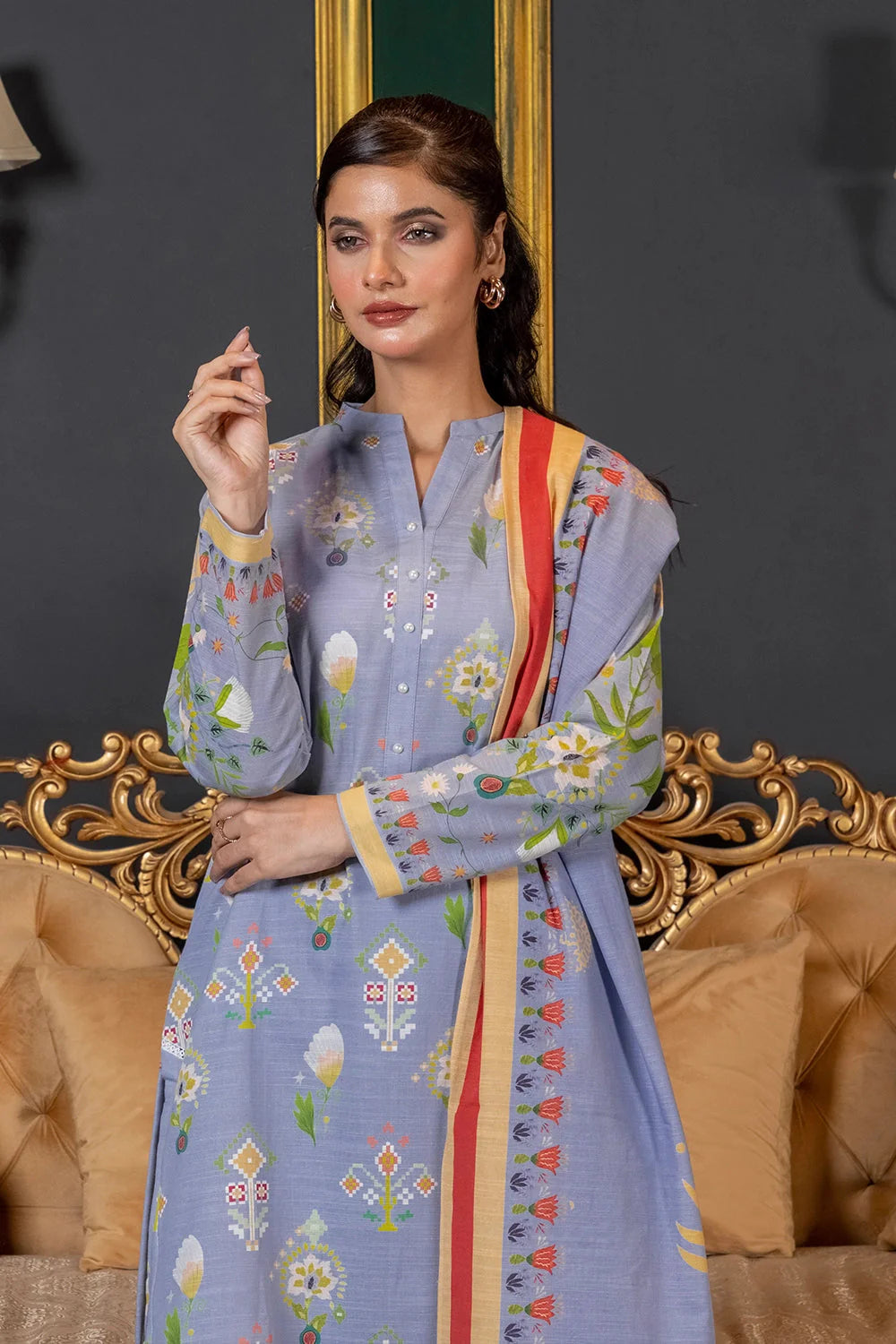 3PC Printed Unstitched Khaddar Suit KKH-3011 Printed KHAS STORES 