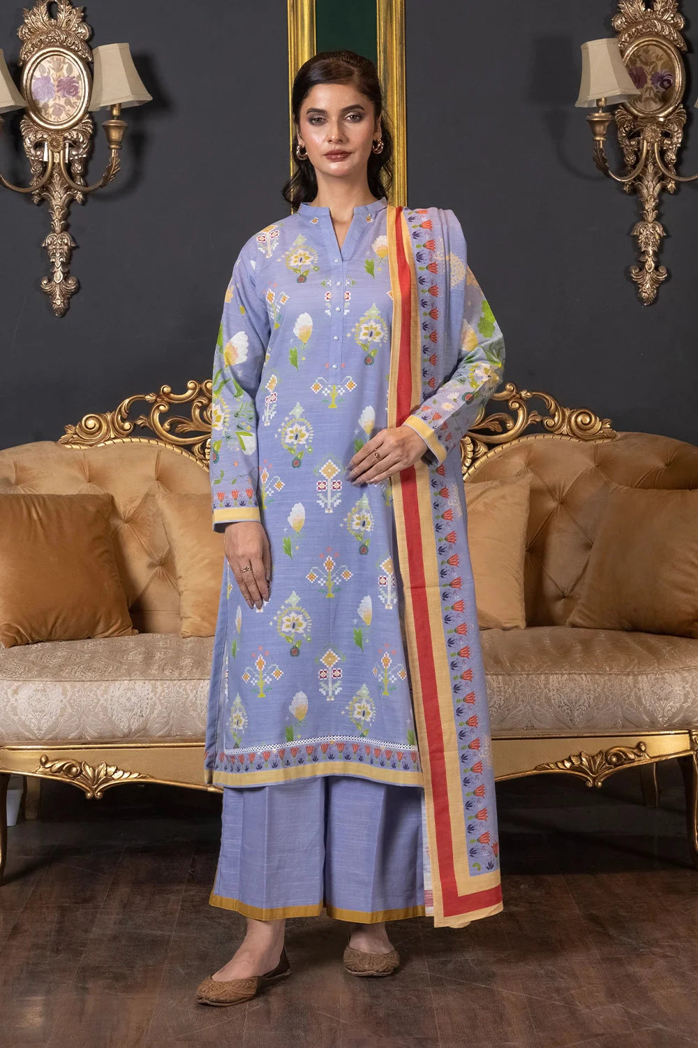 3PC Printed Unstitched Khaddar Suit KKH-3011 Printed KHAS STORES 