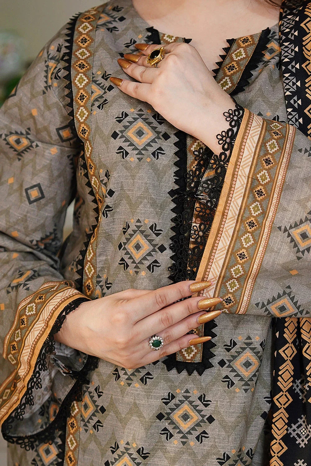 3PC Printed Unstitched Khaddar Suit KKH-3556 Printed KHAS STORES 