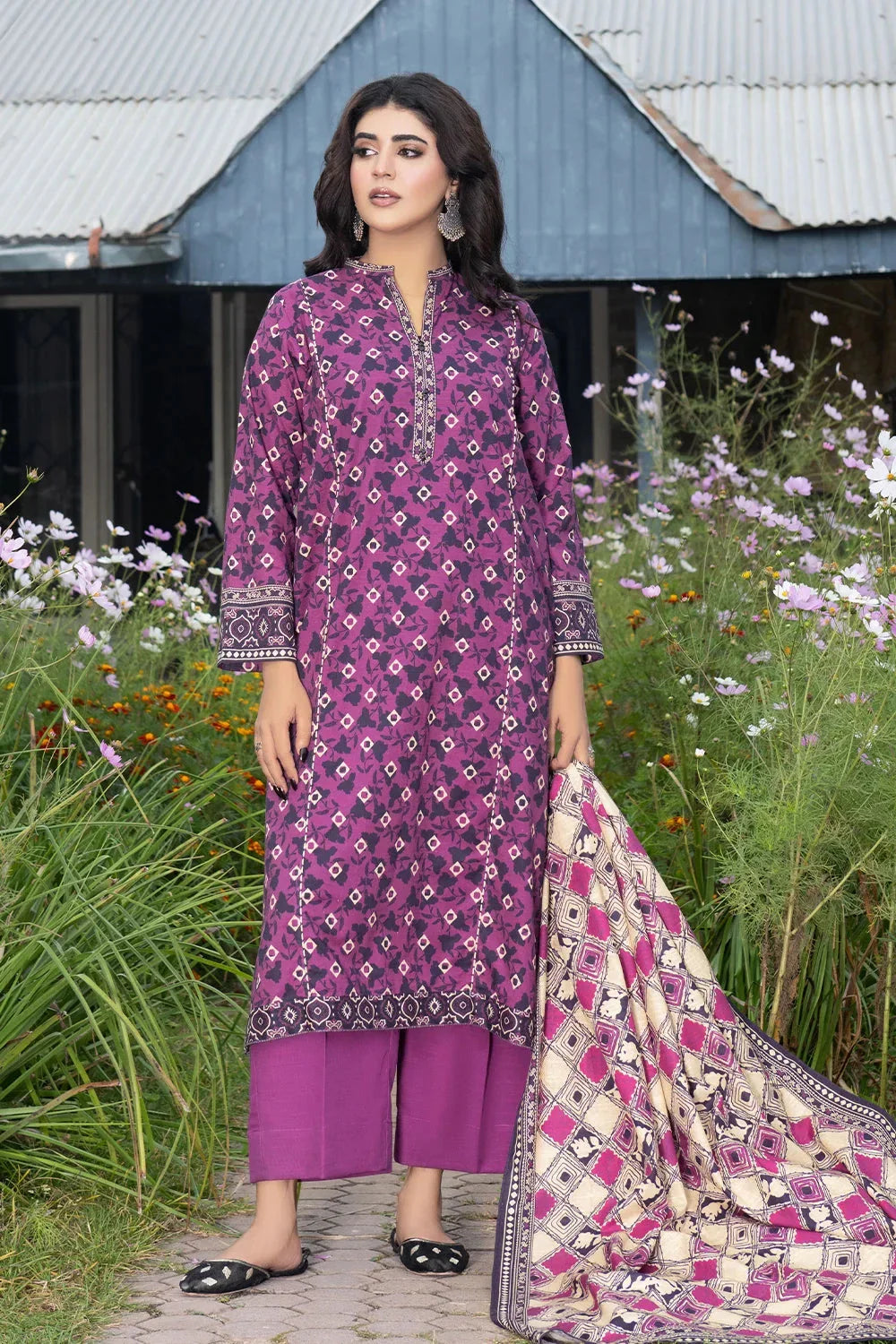 3PC Printed Unstitched Khaddar Suit KKH-3563 Printed KHAS STORES 