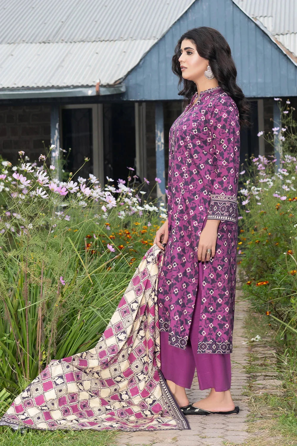 3PC Printed Unstitched Khaddar Suit KKH-3563 Printed KHAS STORES 