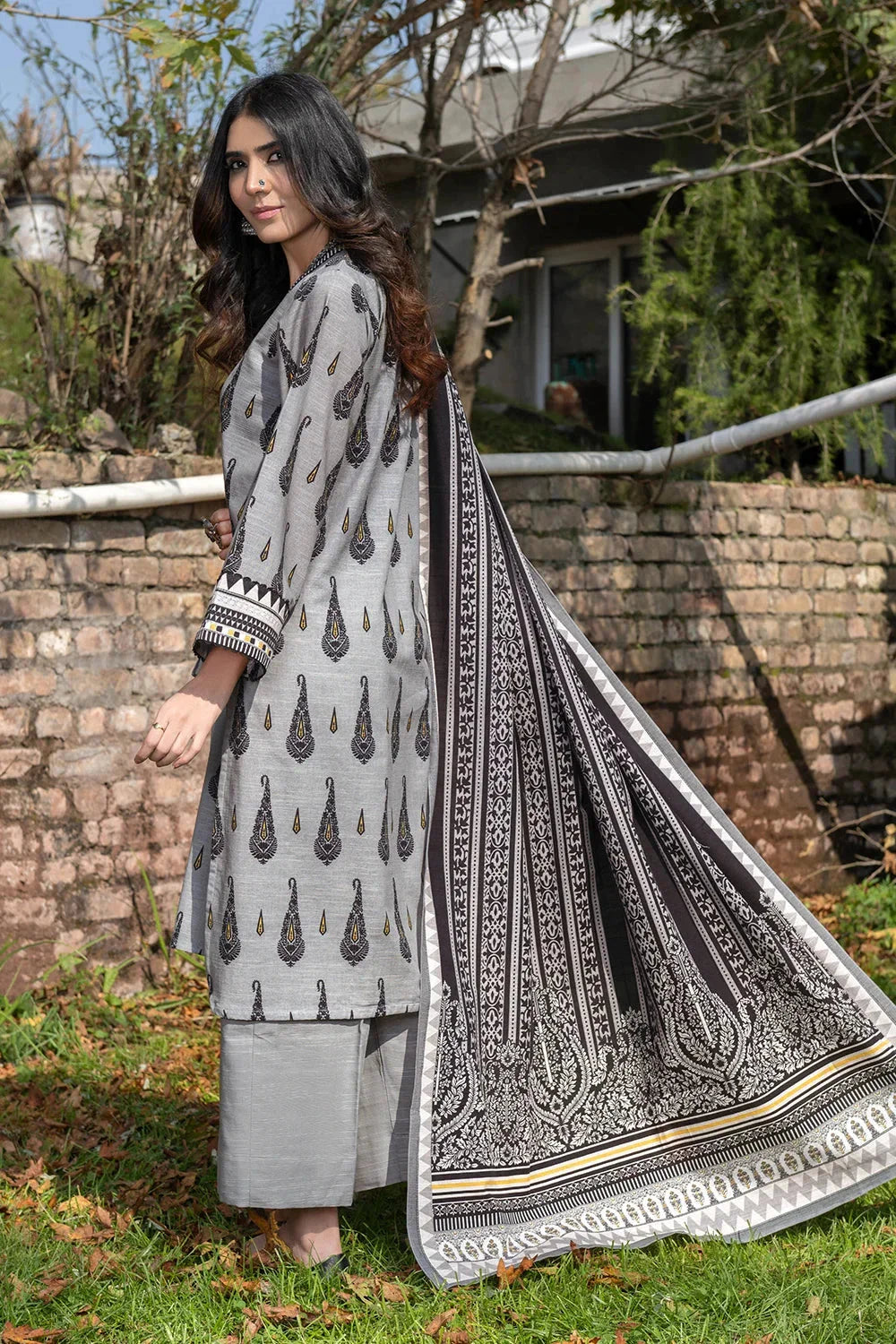 3PC Printed Unstitched Khaddar Suit KKH-3566 Printed KHAS STORES 