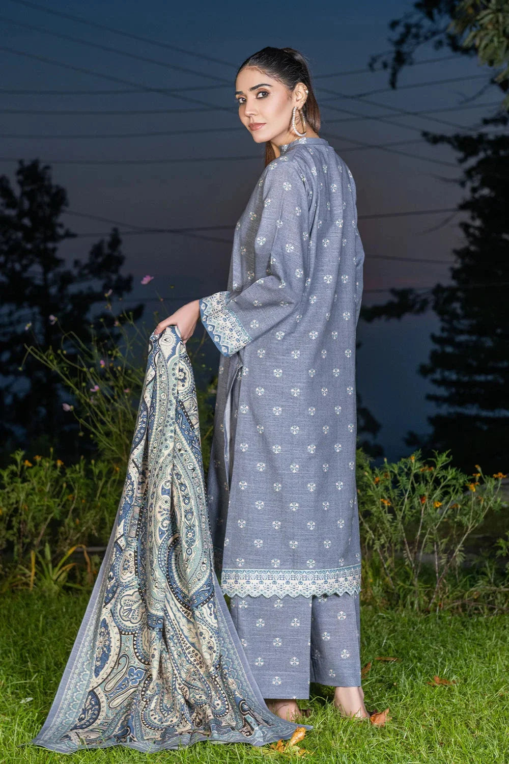 3PC Printed Unstitched Khaddar Suit KKH-3578 Printed KHAS STORES 