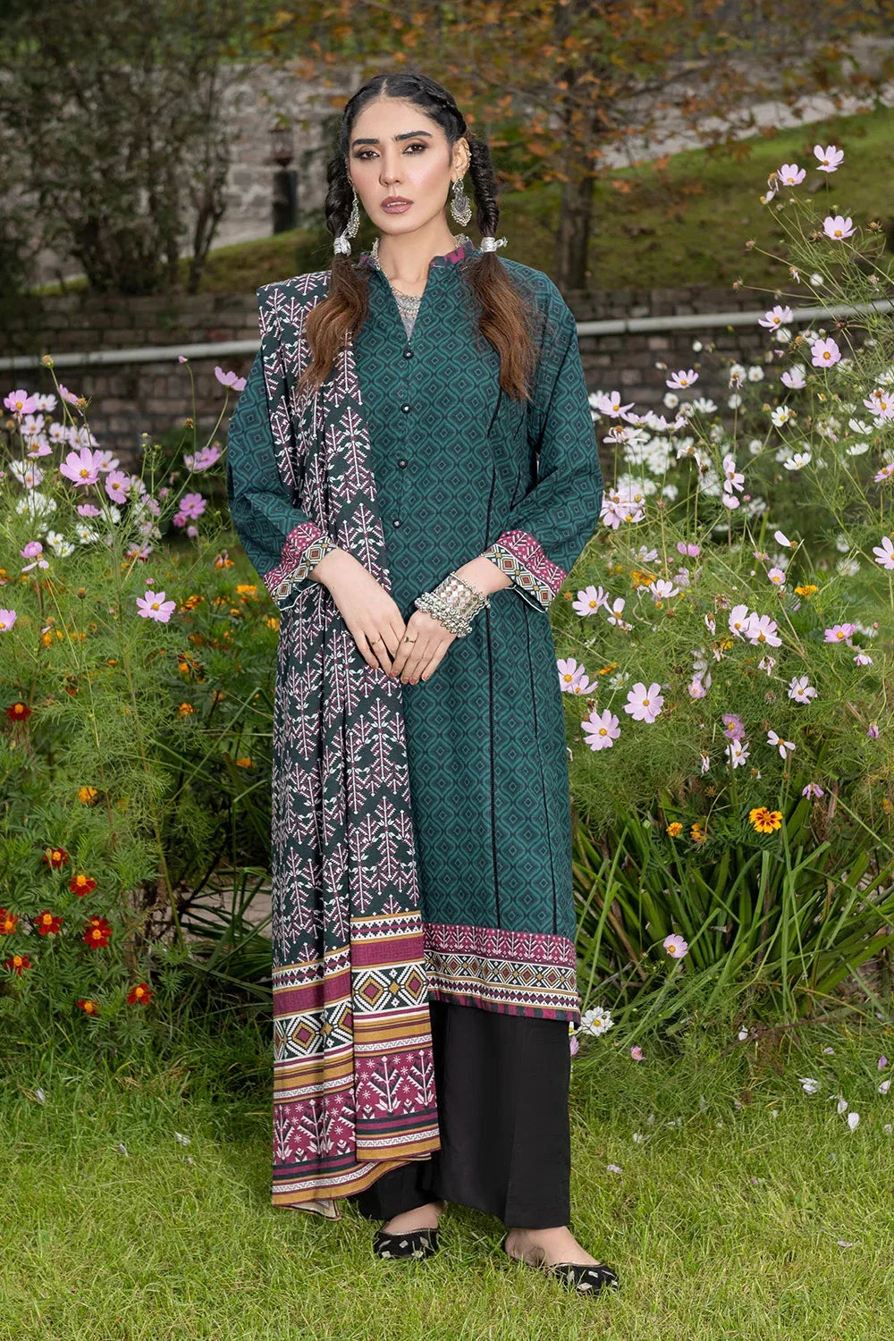 3PC Printed Unstitched Khaddar Suit KKH-3656 Printed KHAS STORES 