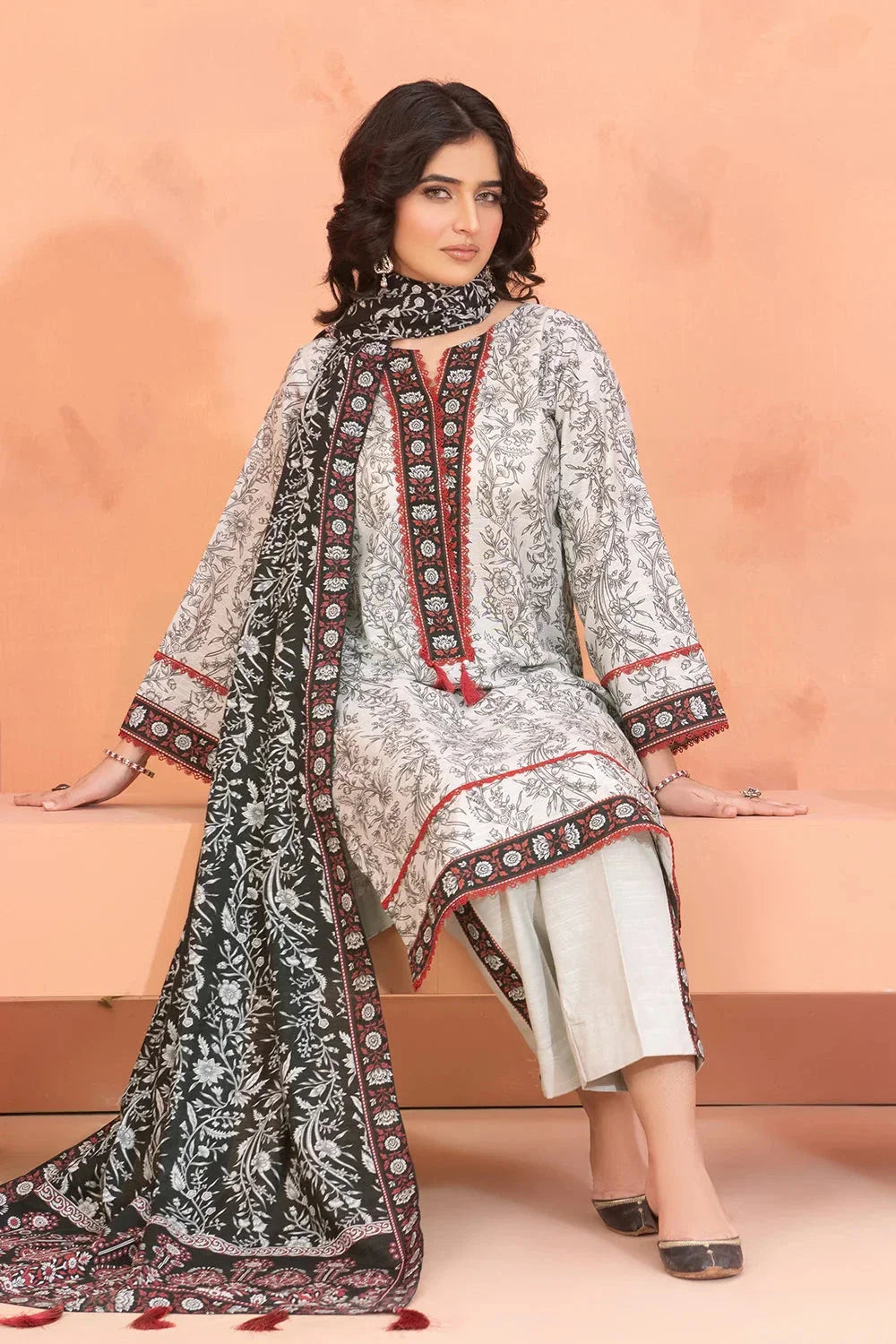 3PC Printed Unstitched Khaddar Suit KKH-3676 Printed KHAS STORES 