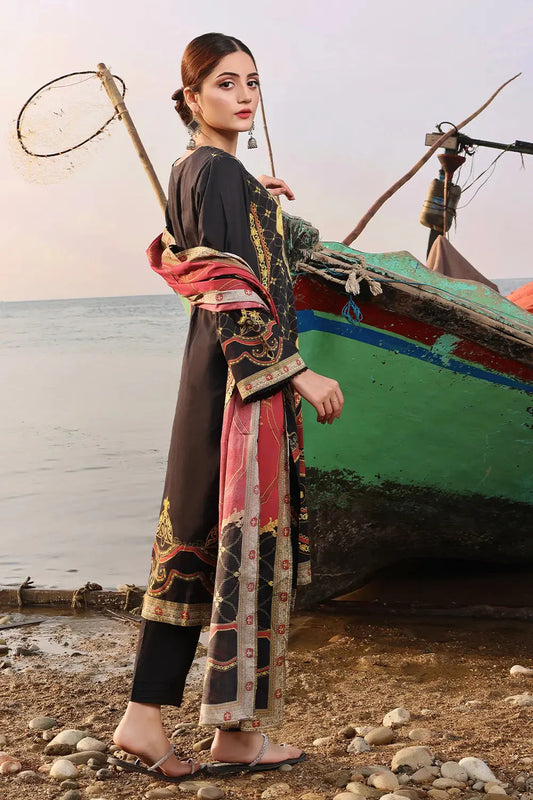 3PC Printed Unstitched Lawn Suit KLA-2406 Printed KHAS STORES 