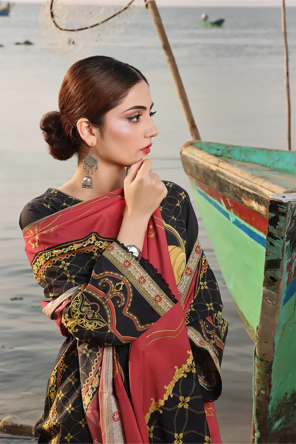 3PC Printed Unstitched Lawn Suit KLA-2406 Printed KHAS STORES 