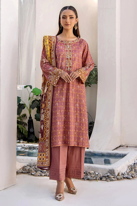 3PC Printed Unstitched Lawn Suit KLA-2408 Printed KHAS STORES 