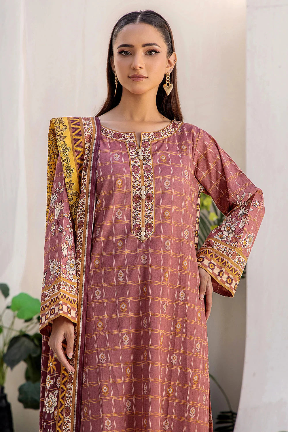 3PC Printed Unstitched Lawn Suit KLA-2408 Printed KHAS STORES 