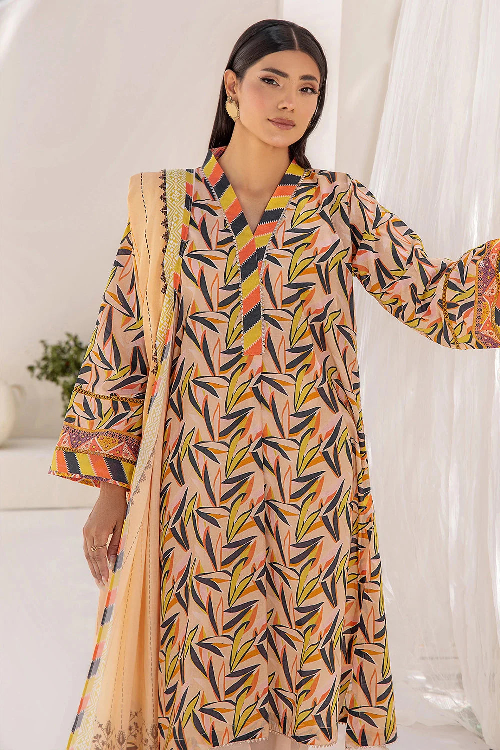 3PC Printed Unstitched Lawn Suit KLA-2409 Printed KHAS STORES 