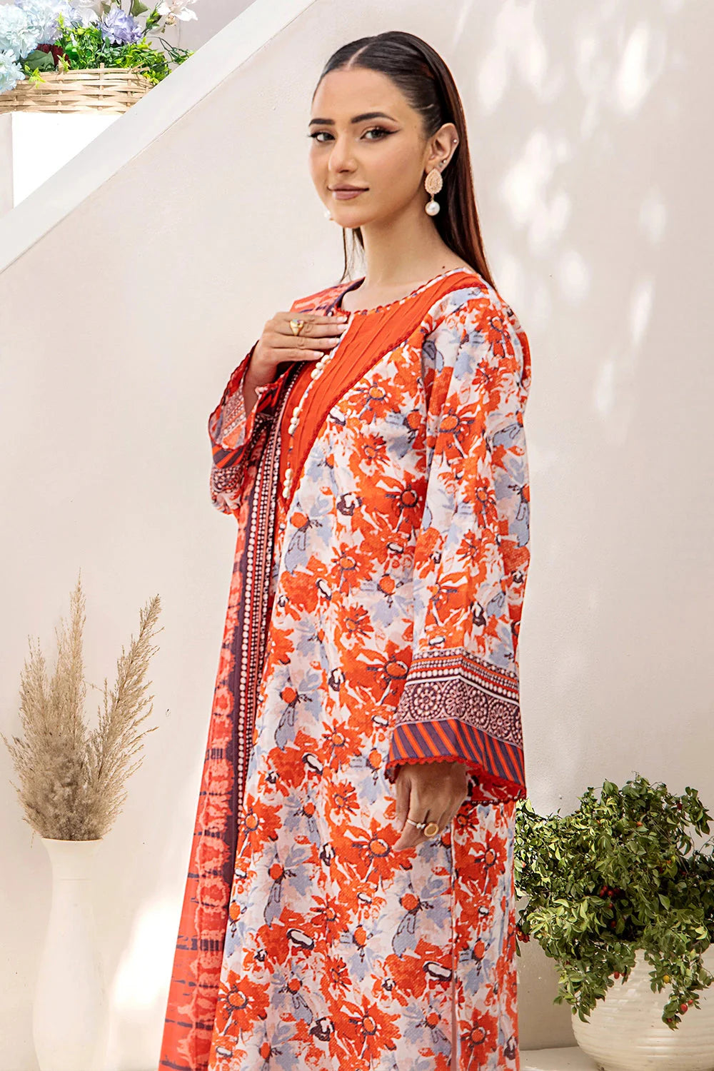 3PC Printed Unstitched Lawn Suit KLA-2410 Printed KHAS STORES 