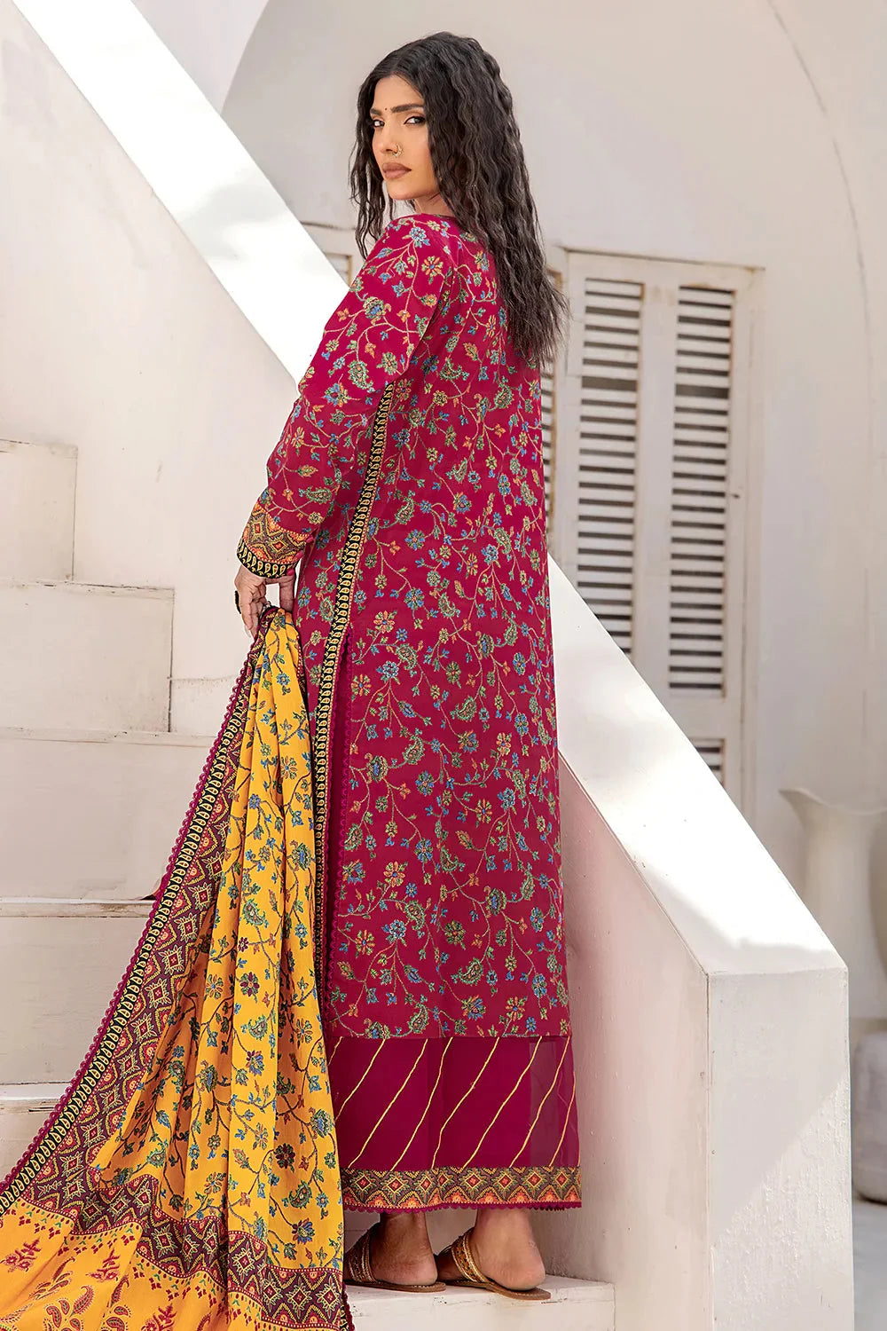 3PC Printed Unstitched Lawn Suit KLA-2411 Printed KHAS STORES 